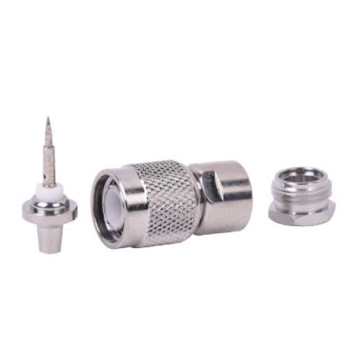 [RFINDUSTRIES_RFT-1204] RF Industries Conector TNC Macho de Rosca para Cable RG-58/U, Grupo C, Níquel/ Plata/ Delrin.