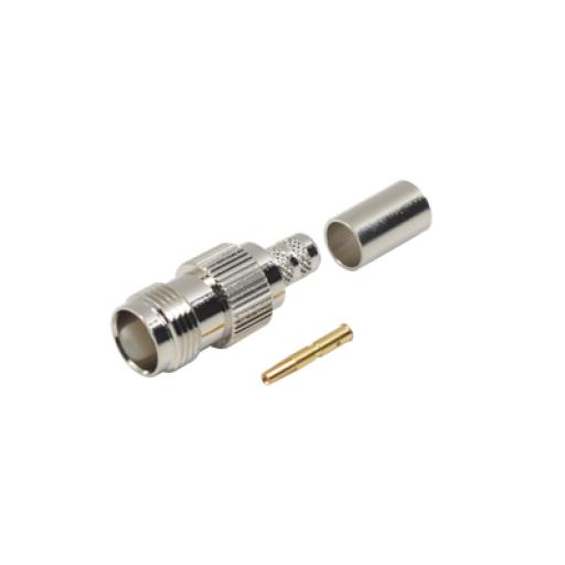 [RFINDUSTRIES_RFT-1217-X] RF Industries Conector TNC Hembra de Anillo Plegable para Cables RG-8/X, LMR-240, Grupo X, Níquel/ Oro/ Delrin.