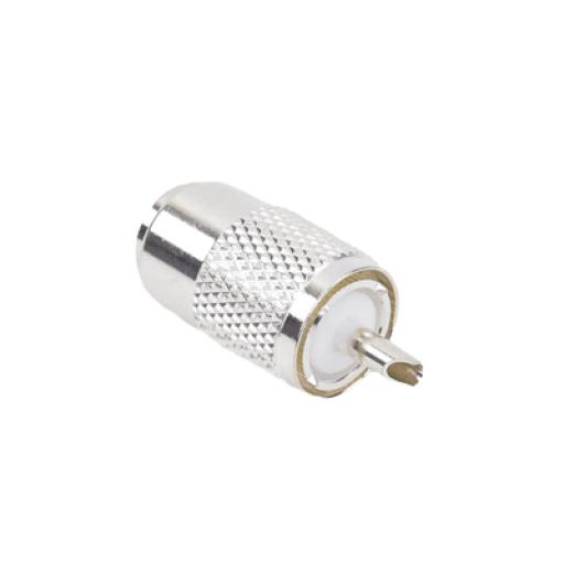 [RFINDUSTRIES_RFU-501] RF Industries Conector UHF Macho (PL-259) para Cables RG-8/U, RG-8U-SYS, 8237, 8267, 8268, 9913, CTN-400, 7810, 8214, 7810A, RFLASH-1113, LMR-400, Plata )/ Plata/ Teflón.