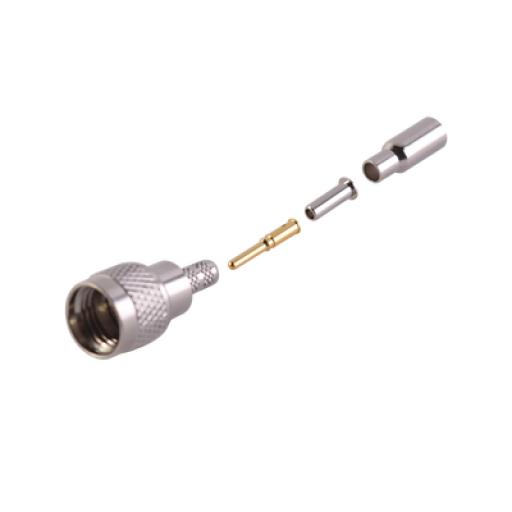 [RFINDUSTRIES_RFU-6003] RF Industries Conector mini UHF Macho de anillo plegable para cable RG-174/U, BELDEN 8216