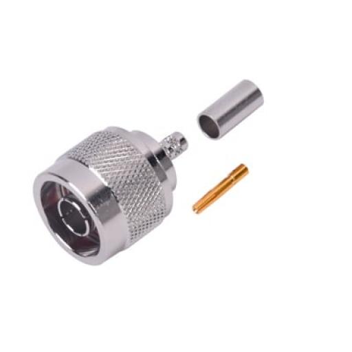 [RFINDUSTRIES_RP-1005-C] RF Industries Conector N Macho Inverso de Anillo Plegable para cables RG-58/U, RG-142/U.
