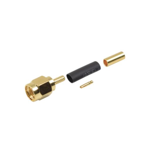 [RFINDUSTRIES_RP-3000-1B] RF Industries Conector SMA Macho Inverso de Anillo Plegable para Instalar en Cables RG-174/U y RG-316/U.