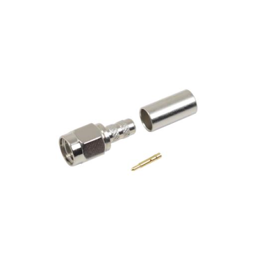 [RFINDUSTRIES_RSA-3000-C] RF Industries Conector SMA Macho de anillo plegable para cable RG-58/U, Niquel / Oro / Teflón.