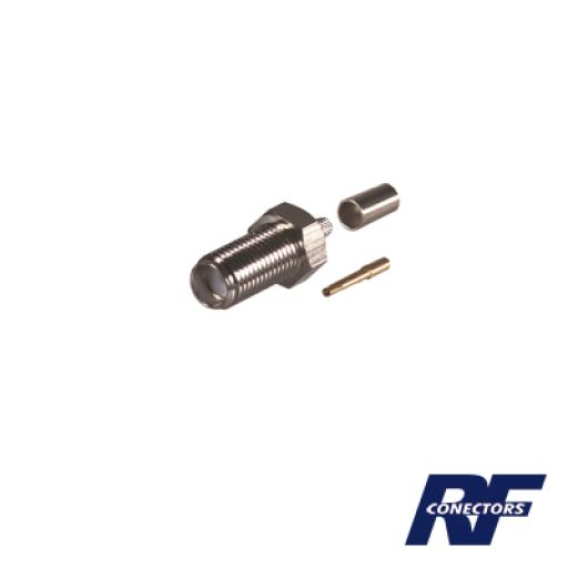 [RFINDUSTRIES_RSA-3050-C] RF Industries Conector SMA Hembra de Anillo Plegable para Cable RG-58/U, Niquel/ Oro / Teflón.