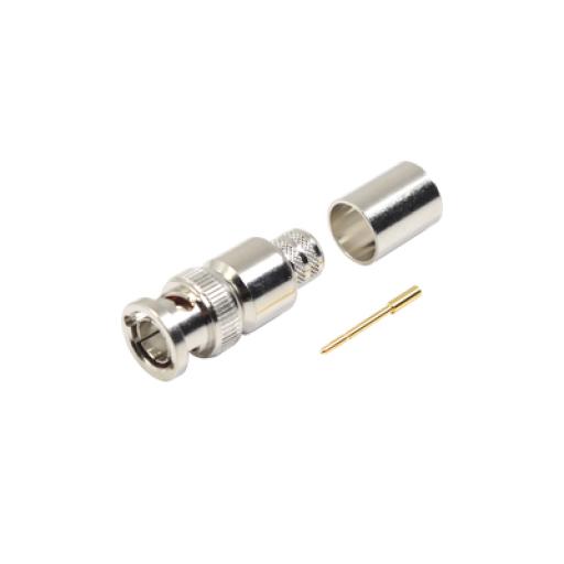 [RFINDUSTRIES_RFB-1707-R] RF Industries Conector BNC Macho de 75 Ohm, Anillo Plegable, para Cable 8238, RG-11/U, Níquel/ Oro/ Teflón.