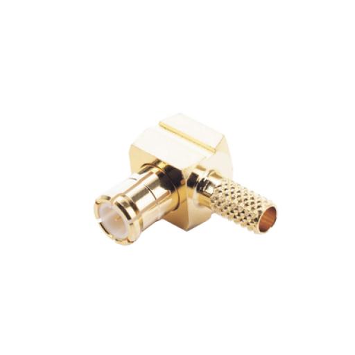 [RFINDUSTRIES_RMX-8010-1B] RF Industries Conector MCX Macho en Ángulo Recto de Anillo Plegable para Cable RG-174/U, 8216, Oro/ Oro/ Teflón.