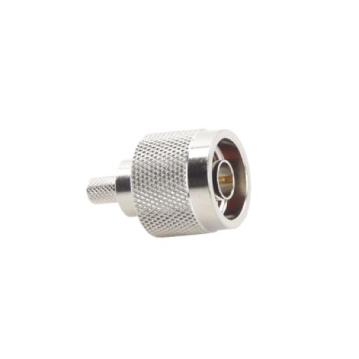 [RFINDUSTRIES_RFN-1006-8X] RF Industries Conector N Macho, Anillo Plegable y Pin Cautivo para RG-8/X, 9258, LMR-240, Níquel/ Oro/ Teflón.