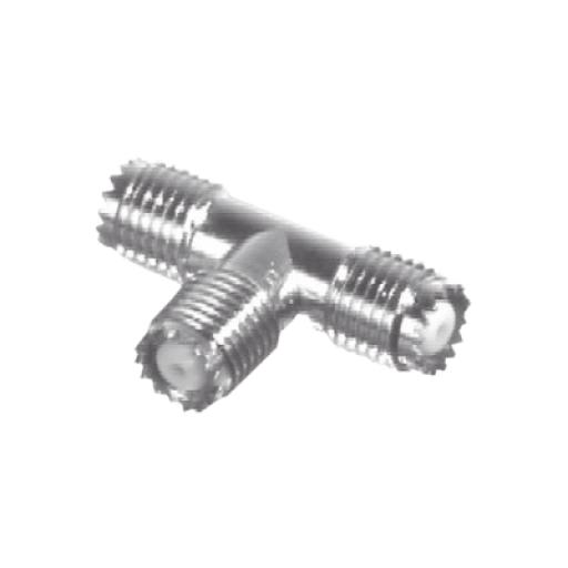 [RFINDUSTRIES_RFU-632] RF Industries Adaptador en T, de Conector Mini-UHF Hembra a Doble Mini-UHF Hembra, Níquel/ Plata/ Teflón.