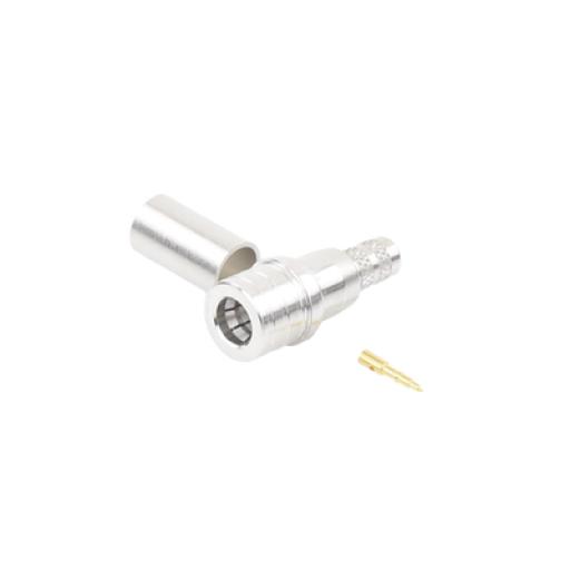 [RFINDUSTRIES_RQA-5000-X] RF Industries Conector QMA (Quick Mate) Macho, Anillo Plegable para RG-8/X, LMR-240, Bronce Blanco/Oro/Teflón.