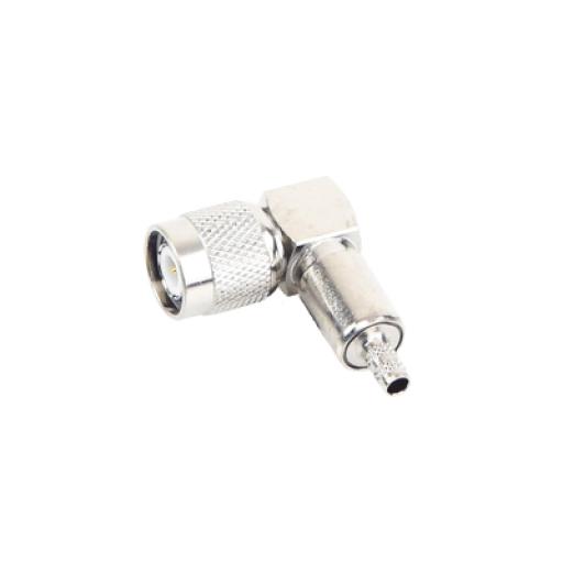 [RFINDUSTRIES_RFT-1218] RF Industries Conector TNC Macho en Ángulo Recto para Cable RG-58/U, LMR-195 Níquel/ Oro/ Teflón.​