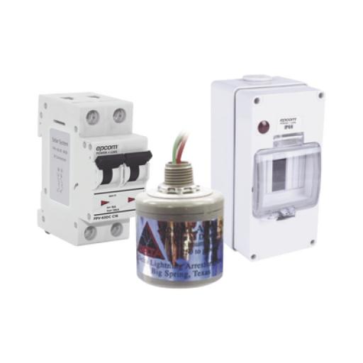 [EPCOM_PL16ACD] Epcom Kit de Centro de Carga Para Corriente Directa, Breaker de hasta  800 Vcc de 16 A con Supresor de Descargas Atmosféricas.