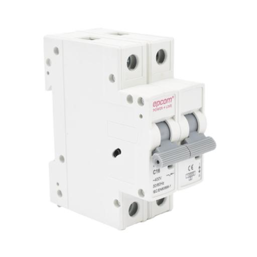 [EPCOM_FE7632PC16] Epcom Protección Térmica 2P, 16 A,  Corriente Alterna  400 Vca para Aplicación Fotovoltaica Montaje Riel DIN