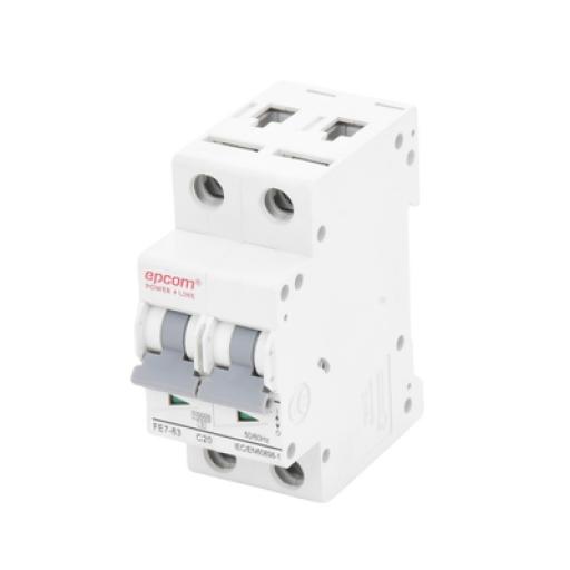 [EPCOM_FE7632PC20] Epcom Protección Térmica 2P, 20A,  Corriente Alterna  400 Vca para Aplicación Fotovoltaica Montaje Riel DIN