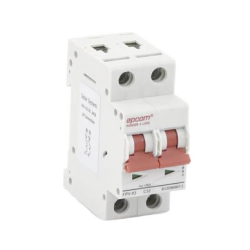 [EPCOM_FPV632PC32] Epcom Protección Térmica 2P, 32A,  Corriente Directa  800 Vcc para Aplicación Fotovoltaica Montaje Riel DIN