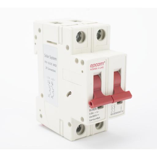 [EPCOM_FPV632PC40] Epcom Protección Térmica 2P, 40 A,  Corriente Directa  800 Vcc para Aplicación Fotovoltaica Montaje Riel DIN