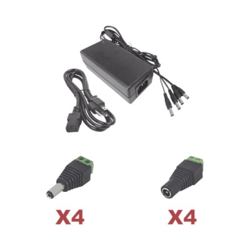 [EPCOM_K2PLK12DC4CH] Epcom Kit con fuente EPCOM POWER LINE con salida de 12 Vcc a 5 Amper con 4 salidas / Incluye conectores JR52 y JR53