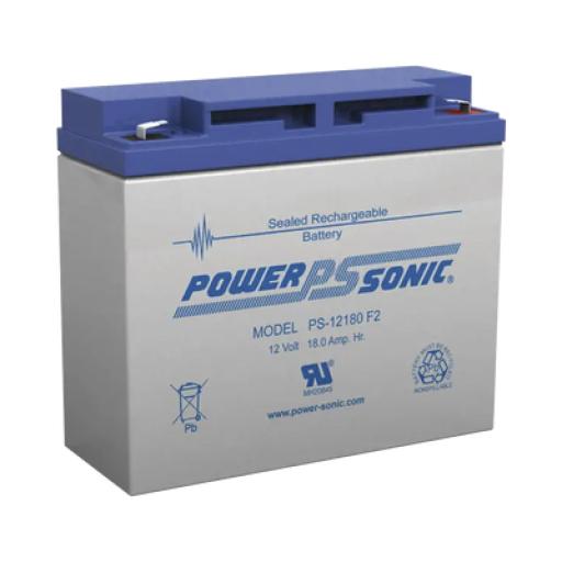 [POWER-SONIC_PS-12180-F2] Power-Sonic Batería 12V, 18AH, Para Respaldo, Tecnologías AGM/VRLA, 5 Años Vida Útil, Terminales F2, Reconocida UL 