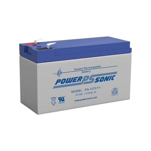 [POWER-SONIC_PS-1270-F1] Power-Sonic Batería 12V, 7AH, Para Respaldo, Tecnologías AGM/VRLA, 5 Años Vida Útil, Terminales F1, Reconocida UL