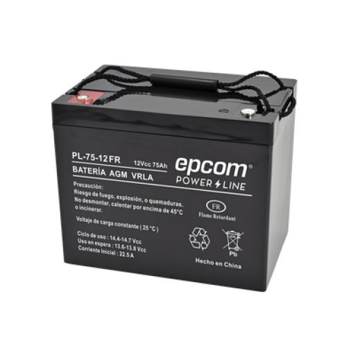 [EPCOM_PL7512-FR] Epcom Batería 12 Vcc / 75 Ah /  UL / Tecnología AGM-VRLA / Retardante a la flama/ Uso en: Aplicaciones fotovoltaicas / Terminales tipo M6  / Cargador recomendado CHR-250. 
