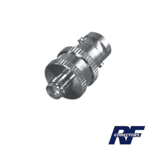 [RFINDUSTRIES_RFB-1142] RF Industries Adaptador en Línea  de Conector BNC Hembra a SMA Hembra / Radios Portátil Kenwood, Uniden, Níquel/ Oro/ Teflón.