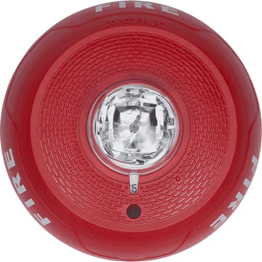 [SYSTEMSENSOR_SC-RL] System Sensor Lámpara Estroboscópica para Montaje en Techo, Color Rojo, Nivel de Candelas Seleccionable, Nuevo Diseño Moderno y Elegante y Menor Consumo de Corriente