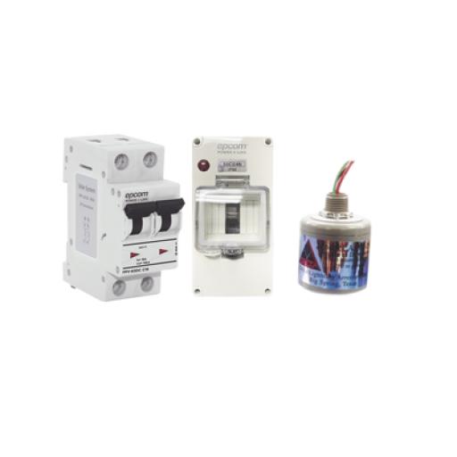 [EPCOM_PL40ACD] Epcom Kit de Centro de Carga Para Corriente Directa, Breaker de hasta 800 Vcc de 40 A con Supresor de Descargas Atmosféricas.