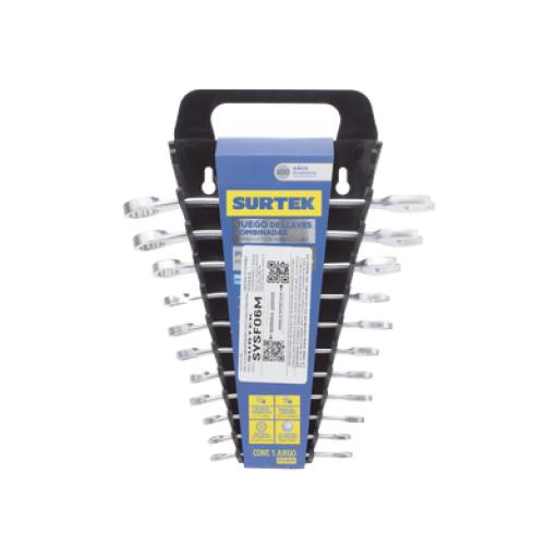 [SURTEK_SYSF06M] Surtek Juego de llaves combinadas en rack con 11  piezas metricas, de cromo con acabado satinado.