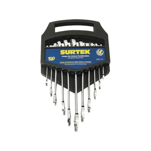 [SURTEK_SYSF06M] Surtek Juego de llaves combinadas en rack con 11  piezas metricas, de cromo con acabado satinado.