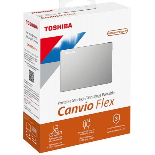 [TOSHIBA_HDTX140XSCCA] Disco Duro Externo Toshiba Canvio Flex 2.5", 4TB, USB, Plata