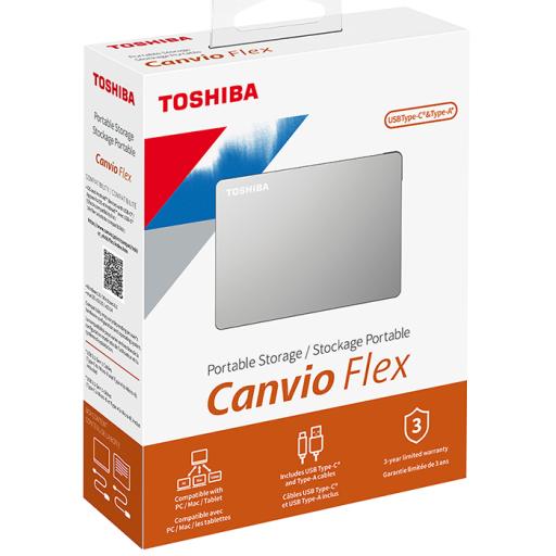 [TOSHIBA_HDTX140XSCCA] Disco Duro Externo Toshiba Canvio Flex 2.5", 4TB, USB, Plata