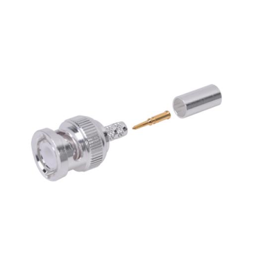 [RFINDUSTRIES_RFB-1106-2T] RF Industries Conector BNC Macho de Anillo Plegable para Cable LMR-195, RG-58/U, RG-142, Níquel/ Oro/ Teflón.