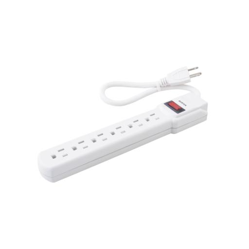 [SURTEK_SYS-136201] Surtek Multicontacto con cable 30 cm. 6 tomas 127 Vca línea, tierra, neutro 15 A max.