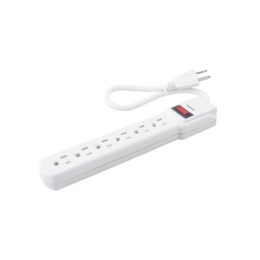 [SURTEK_SYS-136201] Surtek Multicontacto con cable 30 cm. 6 tomas 127 Vca línea, tierra, neutro 15 A max.