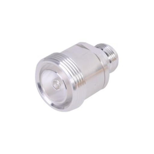[RFINDUSTRIES_RFD-1673-2] RF Industries Adaptador en Línea de Conector DIN 7-16 Hembra a N Hembra, Plata / Plata / Teflón.