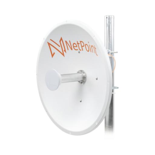 [NETPOINT_NP1GEN2] NetPoint Antena Direccional de alto rendimiento / diámetro  de 60 cm / 4.9-6.4 GHz / Ganancia 30 dBi / SLANT de 45 ° y 90 ° / Ideal para 30 km / Conector N-Macho / Montaje  y jumpers incluidos.
