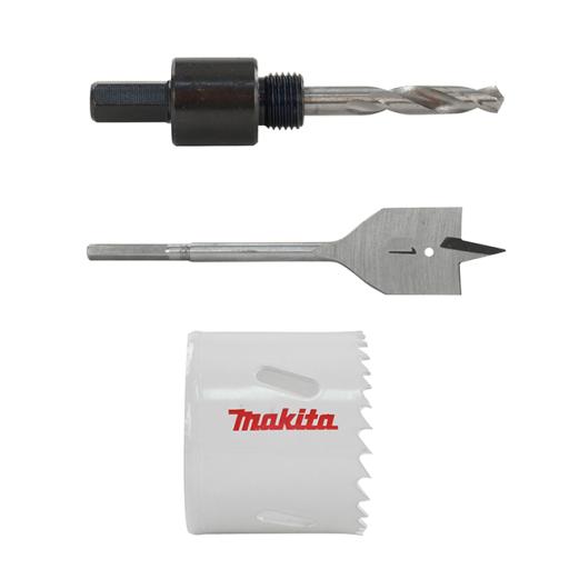 [MAKITA_D-34350] Makita Juego para instalación de cerraduras con broca sierra  bi-metal y juego de brocas tipo manita (bim 2-1/8”, adaptador con broca piloto plano (1x6”).