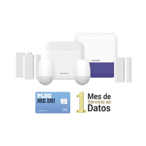 [HIKVISIONDIGITALTECHNOLOGY_DS-PWA48-KSDV2] Hikvision Digital Technology (AX PRO) KIT de Alarma AX PRO con GSM (3G/4G) / Incluye: 1 Hub / 2 Sensores PIR / 3 Contactos Magnéticos mini / 1 Control Remoto / 1 Sirena Inalambrica Exterior  / 1 WiFi / 1 MICROSIM30M2M con 1 mes de servicio/Compatible con Hik-Connect P2P