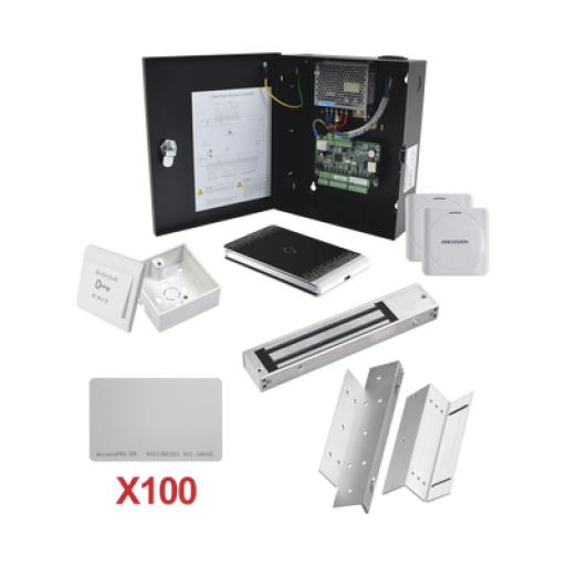 [HIKVISIONDIGITALTECHNOLOGY_KIT-TARJETA-01] Hikvision Digital Technology Kit de Control de Acceso con TARJETA para 1 Puerta con lector de Entrada y Salida  / TODO INCLUIDO / Software IVMS4200 incluido