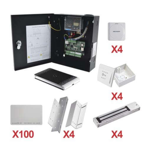 [HIKVISIONDIGITALTECHNOLOGY_KIT-TARJETA-04] Hikvision Digital Technology Kit de Control de Acceso con TARJETA para 4 Puertas  / TODO INCLUIDO / Software IVMS4200 incluido