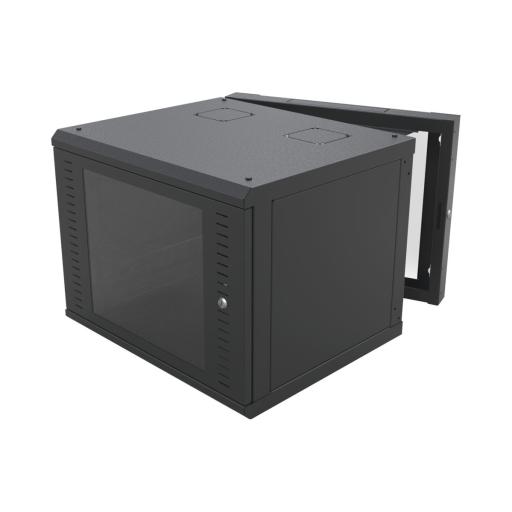 [LINKEDPROBYEPCOM_SR-1909-GAP-V4] LINKEDPRO BY EPCOM Gabinete Abatible de Pared (Con Marco Trasero) con Rack 19" de 9 Unidades. Ventana de Cristal Templado.