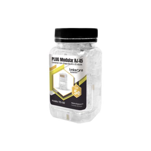 [LINKEDPROBYEPCOM_TC5-100] LINKEDPRO BY EPCOM Bote con 100 Piezas de Plug Modular RJ45 Cat5e sin blindaje, chapado de oro a 30 micras para durabilidad extrema