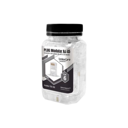 [LINKEDPROBYEPCOM_TC6-100] LINKEDPRO BY EPCOM Bote con 100 Piezas de Plug Modular RJ45 Cat6 sin blindaje, chapado de oro a 30 micras para durabilidad extrema
