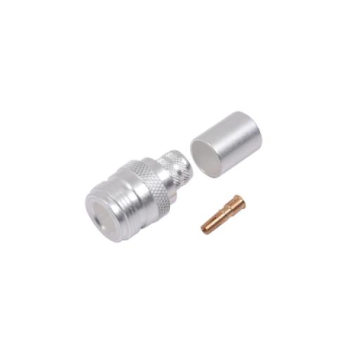 [RFINDUSTRIES_RFN-1028-SI] RF Industries Conector N Hembra de Anillo Plegable para Cables 9913, 8214, LMR-400, RG8/U-SYS, RFLASH-1113, Plata/ Oro/ Teflón.
