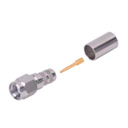 [RFINDUSTRIES_RSA-3000-X] RF Industries Conector SMA Macho de Anillo Plegable para Cables LMR-240, RG-8/X, 9258, Niquel/Oro/Teflón.