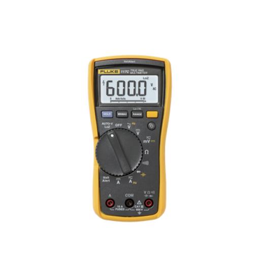 [FLUKE_FLUKE-117] Fluke Multímetro Digital para Electricista, con Detector de Voltaje sin Contacto, Uso con Voltaje Máximo de 600 V, Pantalla LED Retroiluminada