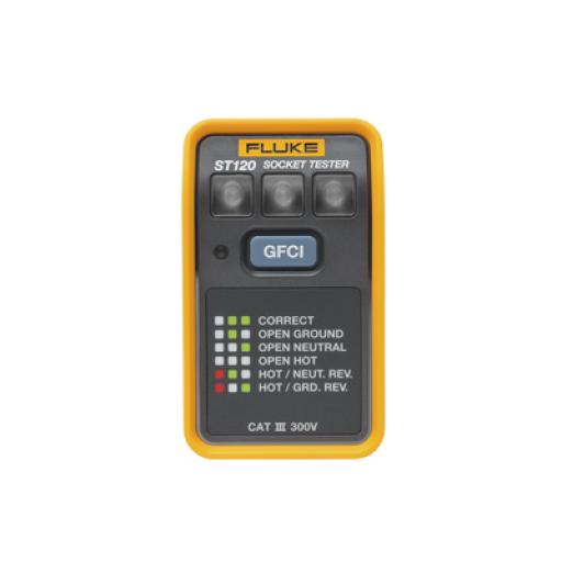 [FLUKE_ST120] Fluke Probador de Tomacorriente Eléctrico Estándar o GFCI, Con LEDs de Alto Brillo y Gráfico Incluido Para Verificar Rápida y Fácilmente el Cableado