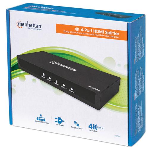 [MANHATTAN_207805] Manhattan VIDEO SPLITTER MANHATTAN HDMI 4K@60HZ 1 IN 4 OUT 3D CASCADA 3 207805