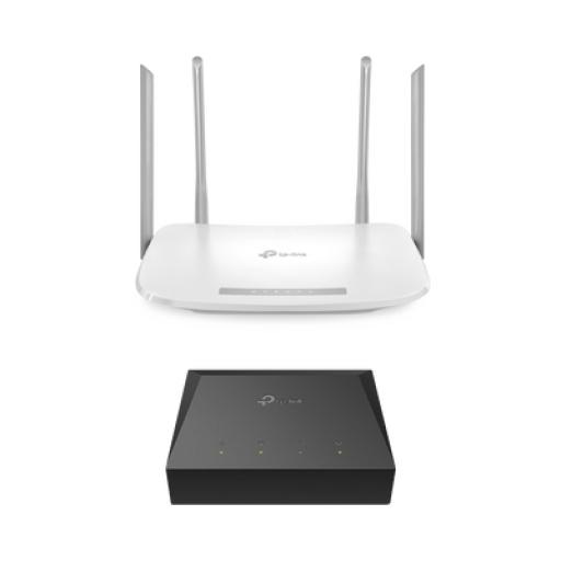 [TPLINK_KITONU-EC220G5] TPLINK Kit de ONU Gigabit XZ000G3 con Router Router Inalámbrico ISP doble banda AC, Hasta 1167 Mbps, 4 antenas externas omnidireccional, Puertos Gigabit