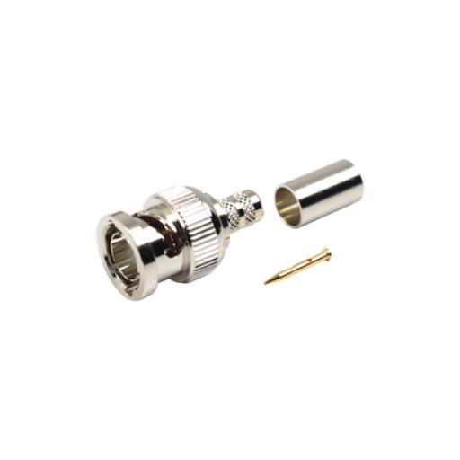 [RFINDUSTRIES_RFB-1707-D] RF Industries Conector BNC Macho en 75 Ohm, de Anillo Plegable para RG-59/U, Níquel/ Oro/ Teflón.