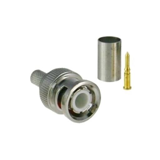 [EPCOM_TT-RG-91] Epcom Conector BNC macho para 75 Ohm, de 3 piezas en línea, anillo plegable para cable RG-59/U en aplicación de CCTV, Níquel/ Oro/ Teflón.